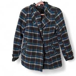 XXI Blue & Grey Plaid Hooded Jacket